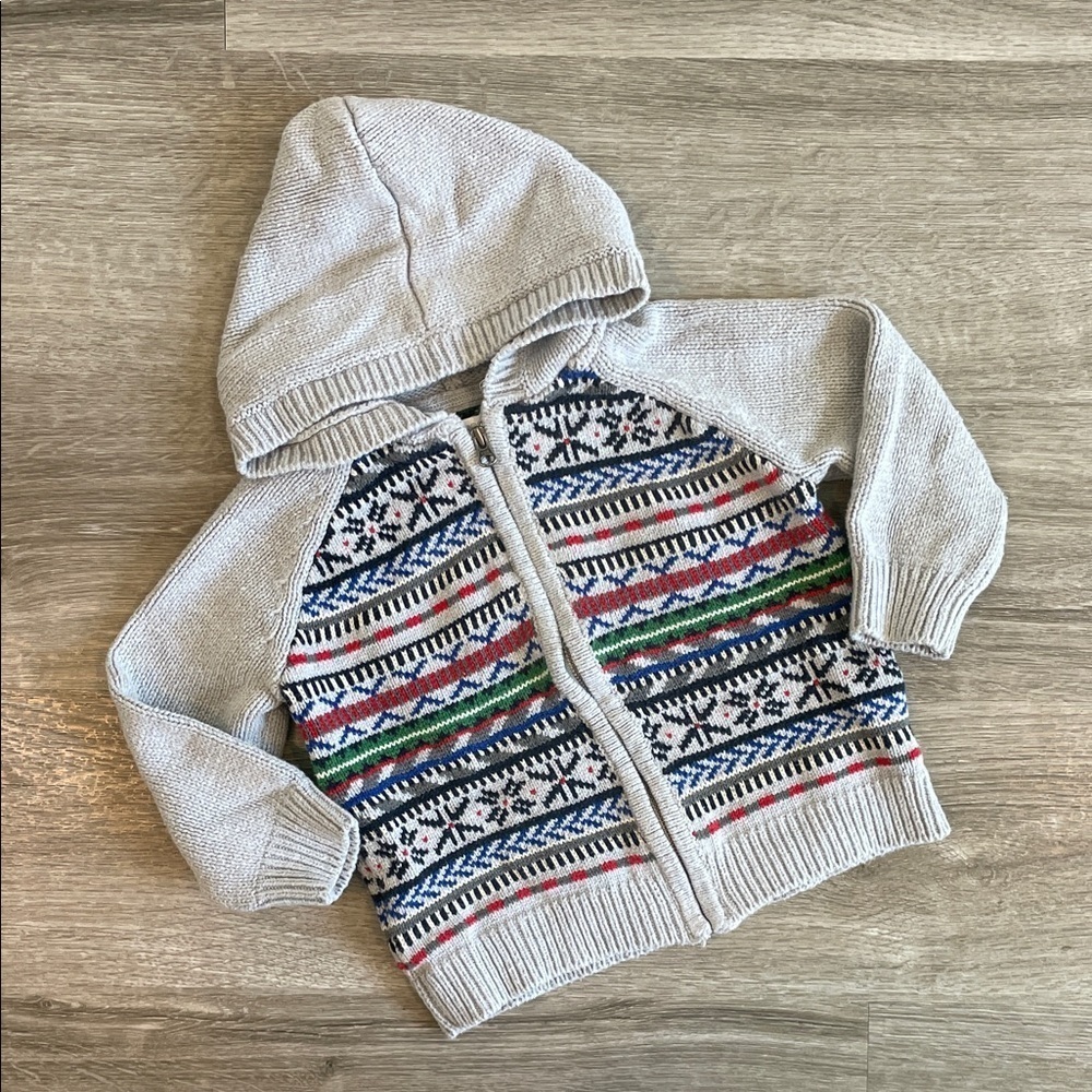 Gymboree baby boys zip up sweater jacket with hood